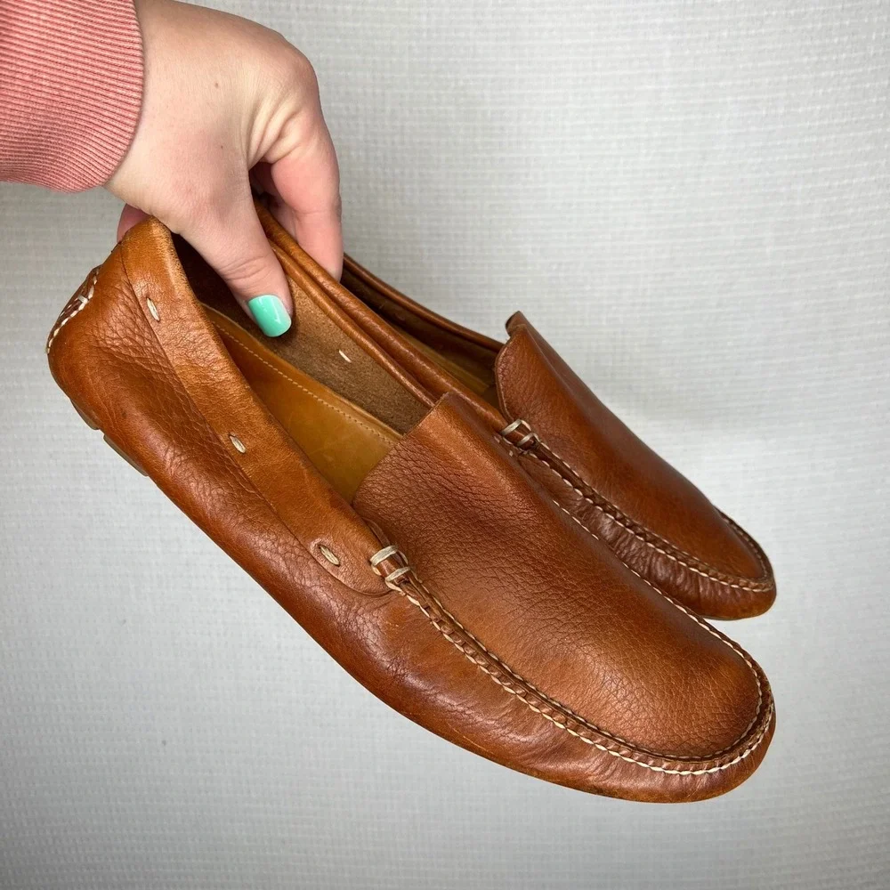 Cole Haan Grant Driver Mens 10M British Tan Leather Nike Air Loafers C00026